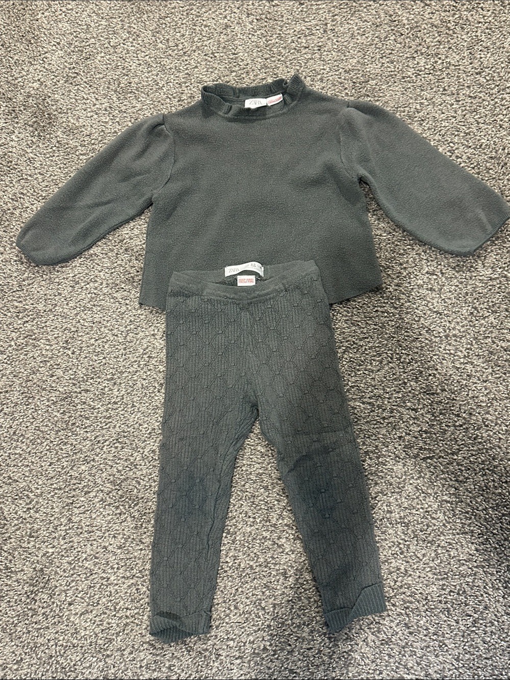 Toddler Knit Top & Leggings Set - dark green